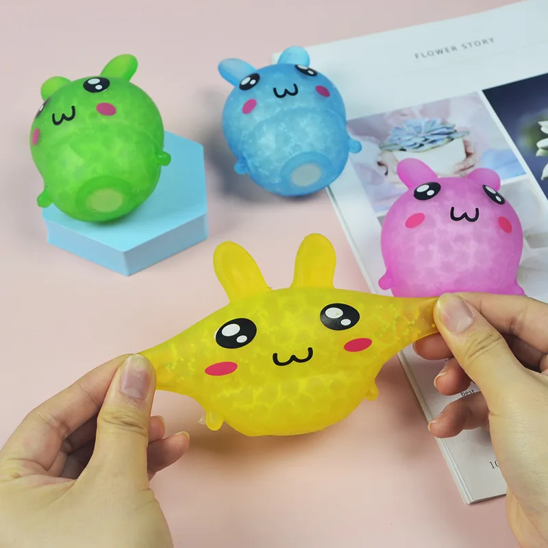 Easter Cute TPR Water Bead Squeeze Rabbit Toys Squishy Bunny Soft Stress Ball For Kids