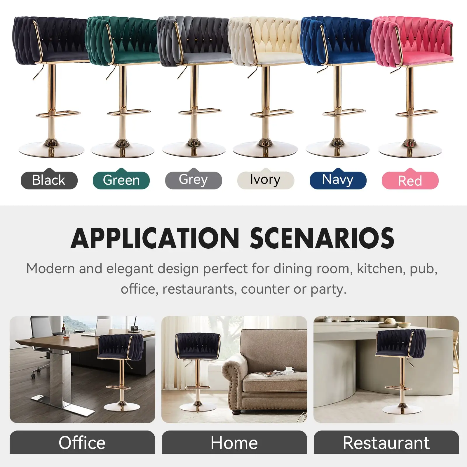 Unique Design Hot Sale Luxury Gold Height Adjustable And 360 Swivel High Chair Bar Stools For Kitchen