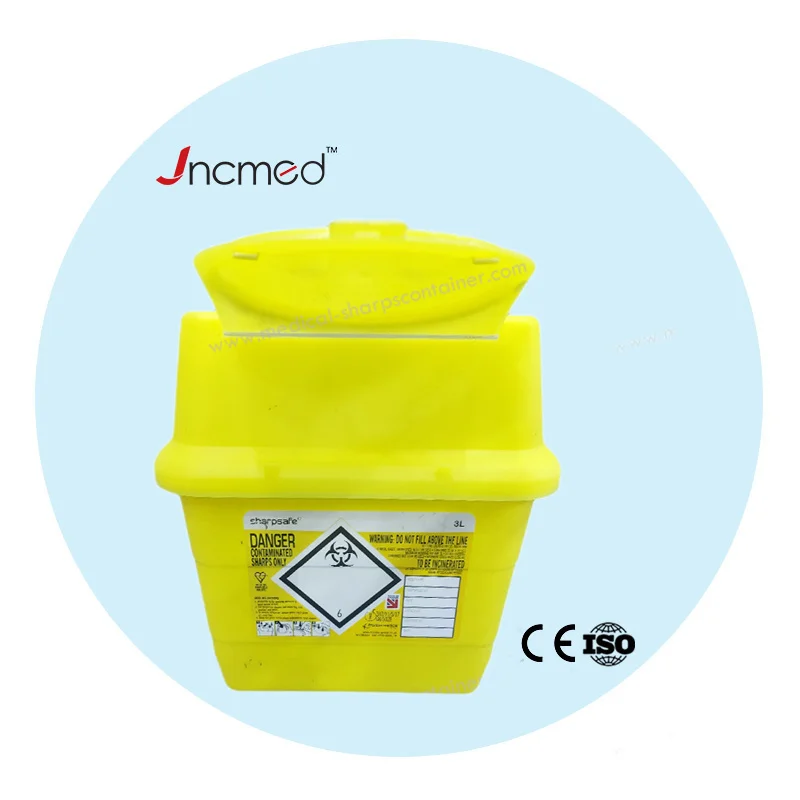 JCMED Hot Sale 3L Small plastic sharps container disposable medical waste containers