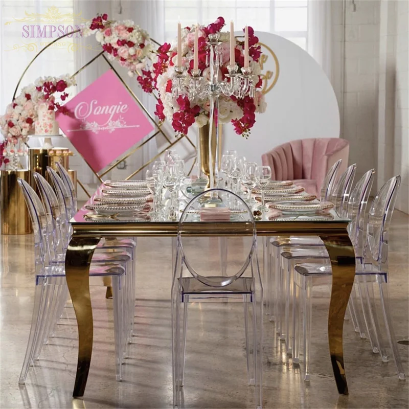Modern Stainless Steel Dining Table for 10 for Hotel Wedding Party Outdoor Banquet Living Room Most Popular for Events