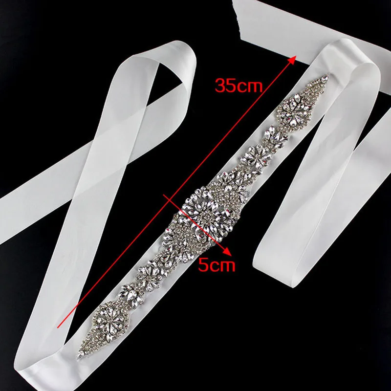 SLBRIDAL Wedding Accessories Crystal Wedding Belt Satin Rhinestone Evening Prom Dress Belt Bridal Ribbon Sash Bridesmaids Women
