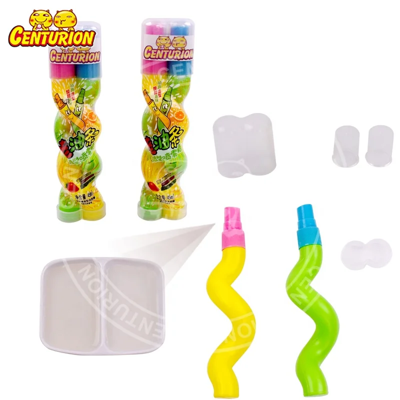 Accept Customized Oem Double Snake Spray Candy Liquid Candy Bottle Sweet Spray Twist Candy Sour Spray