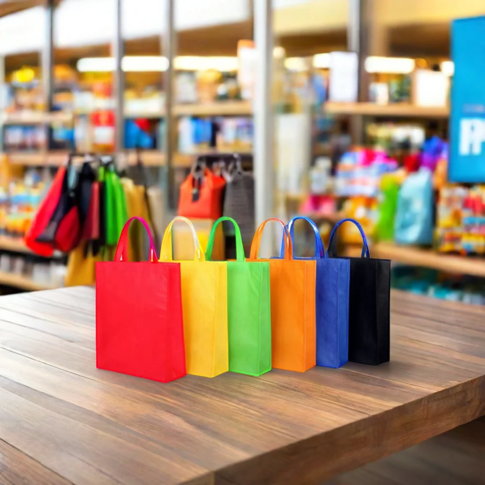 Factory Small Business Recyclable Non Woven Fabric Carry Shopping Bag Heat Transfer Printing Custom Logo Pattern Gift Bag