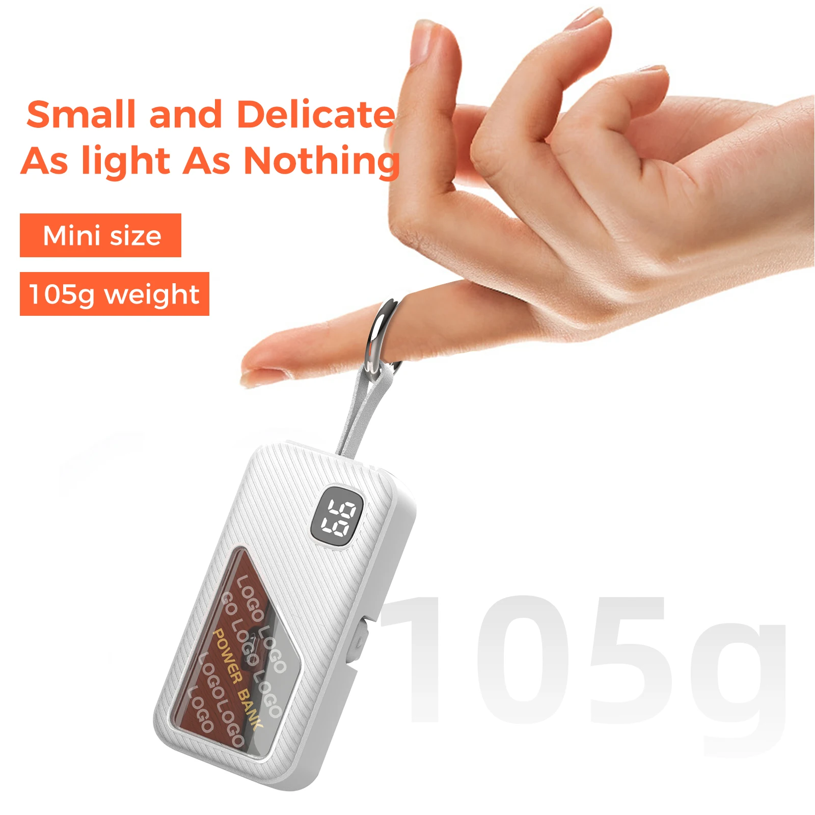 2025 Popular Gift OEM Custom Logo Transparent PC Keychain 3000-5000mAh Power Bank Personalization Sticker
