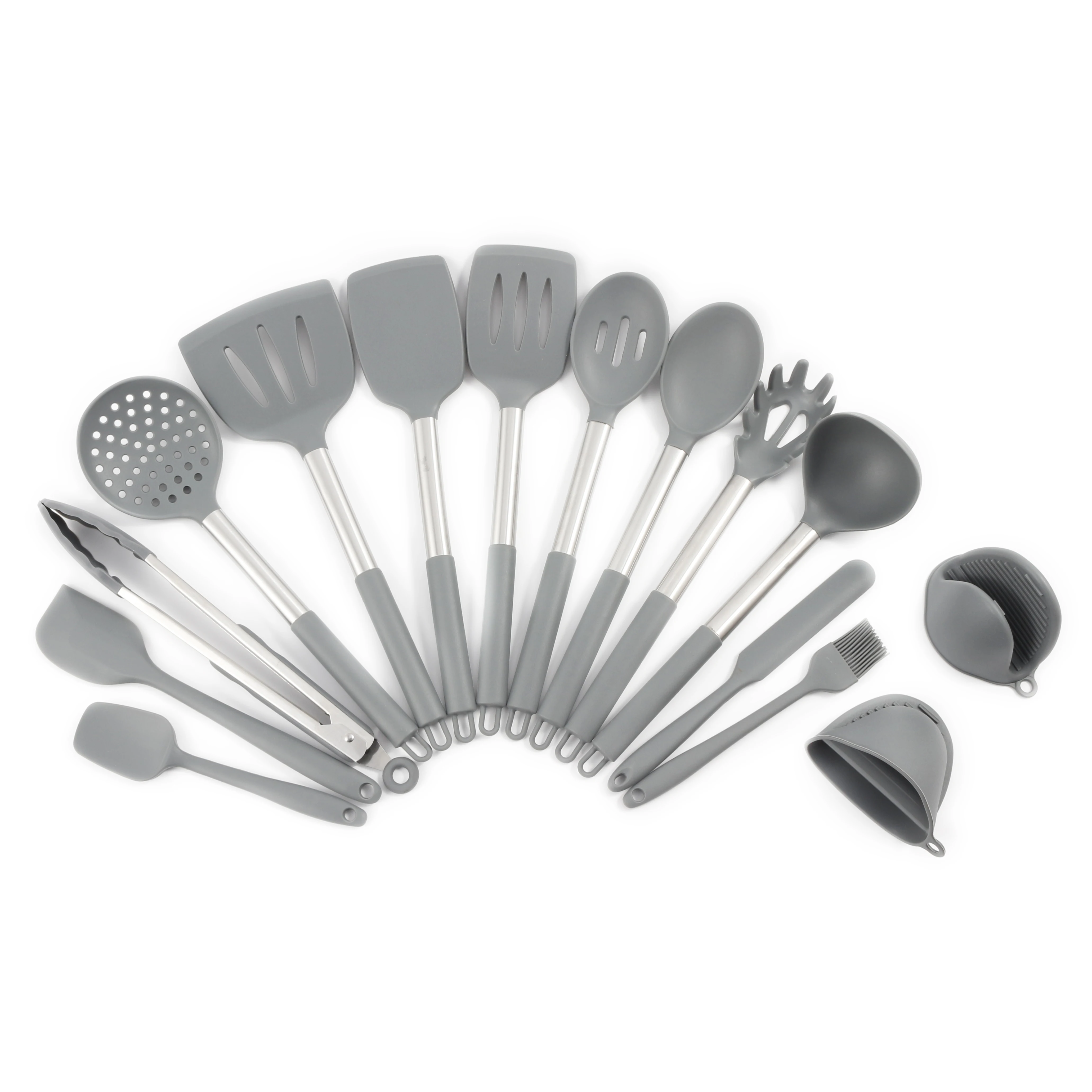 Amazon Hot-selling Kitchen Helper Spatula Sets Small MOQ 16 Pieces Silicone Utensils Cookware Sets