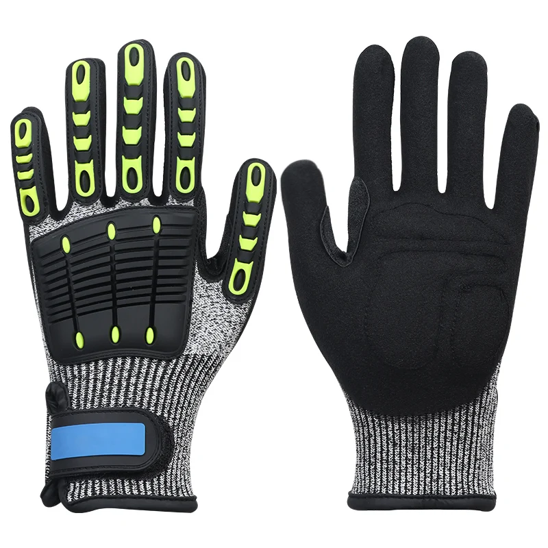 XINGYU 13G HPPE Anti Cut Protective  Gloves Nitrile Coated work Construction Gloves  TPR Impact Mechanical Hand Gloves