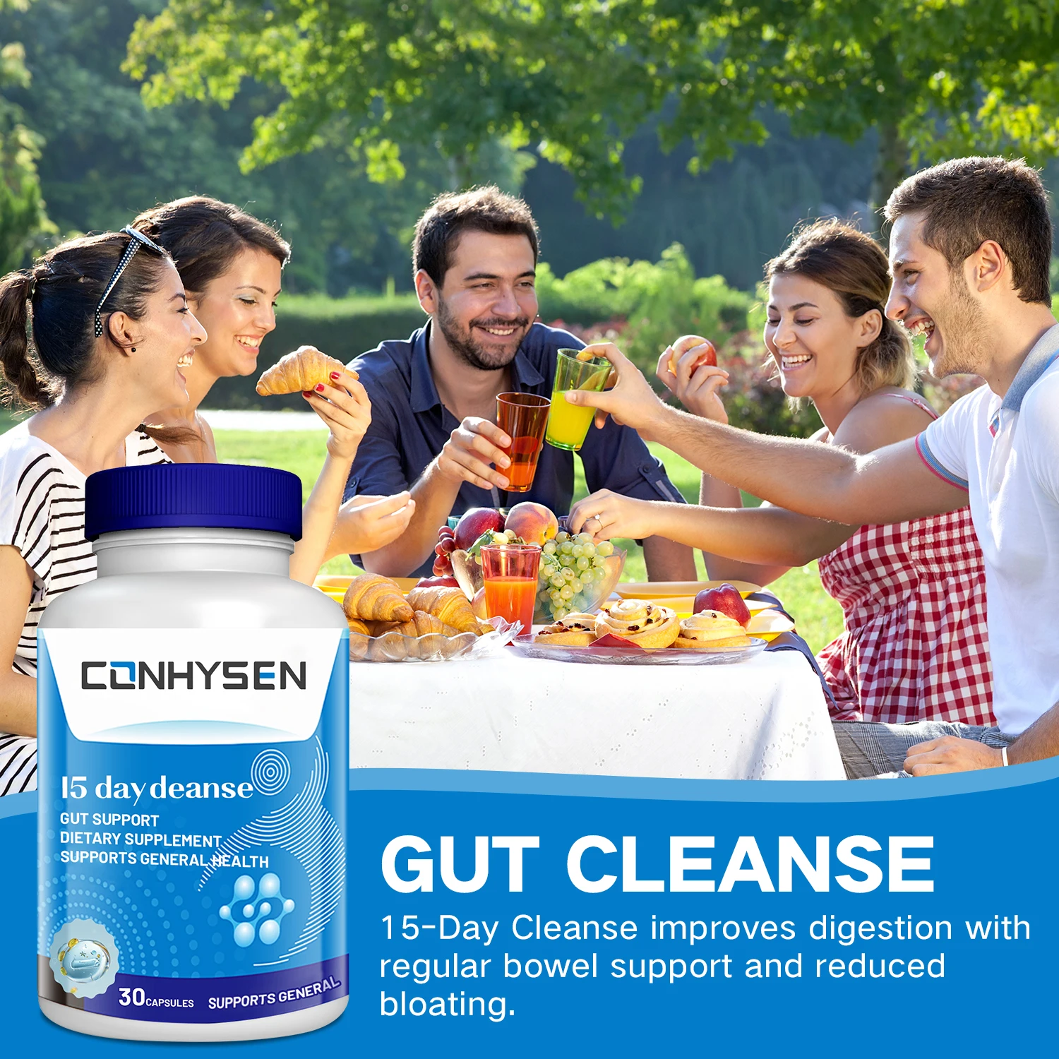 Private Label Health Supplement 15 Day Gut Cleanse and Detox Capsules for Digestive Health & Gut Health