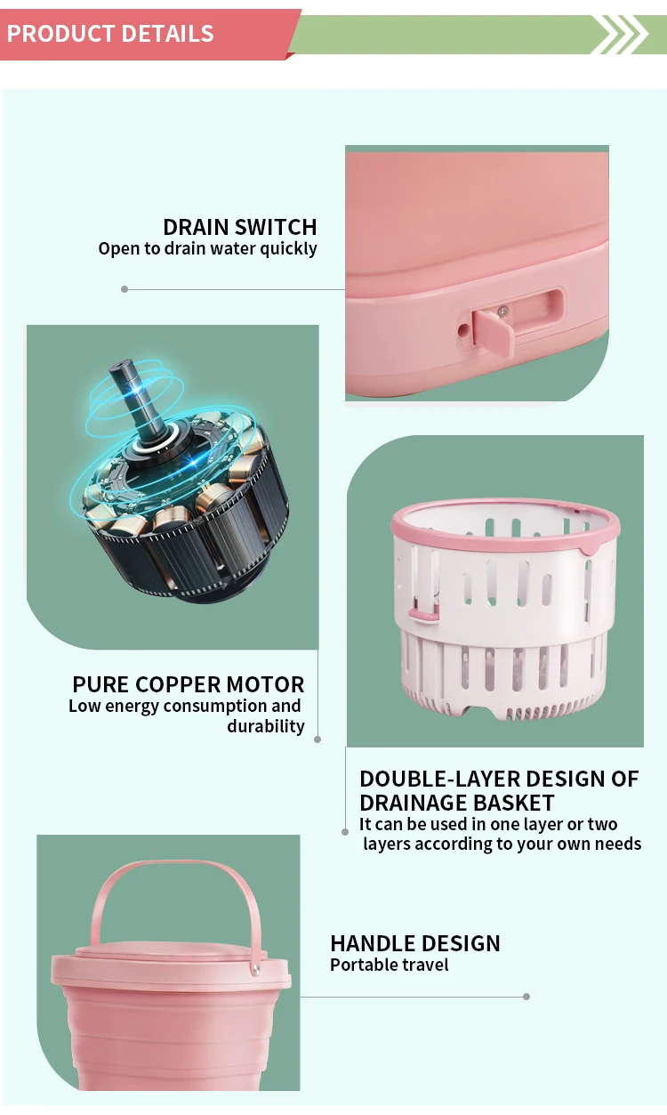 Multifunction underwear baby clothes washer folding portable bucket mini washing machines