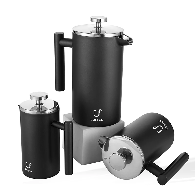 350/600ml/1.0L Custom Portable Manual French Press Stainless Steel Coffee Maker With Plunger