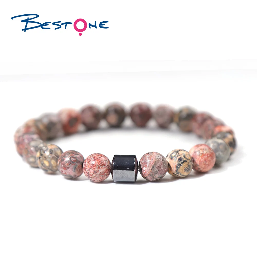 Bestone Luxury Precious Stone Bracelet Crystals Healing Real Natural Amethyst Stones Beaded Bracelet Men Women Bangle Jewelry