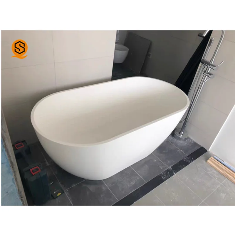 Europe Hot Sale Artificial stone bathtub surfing massage tub Large size Freestanding Spa bath tub
