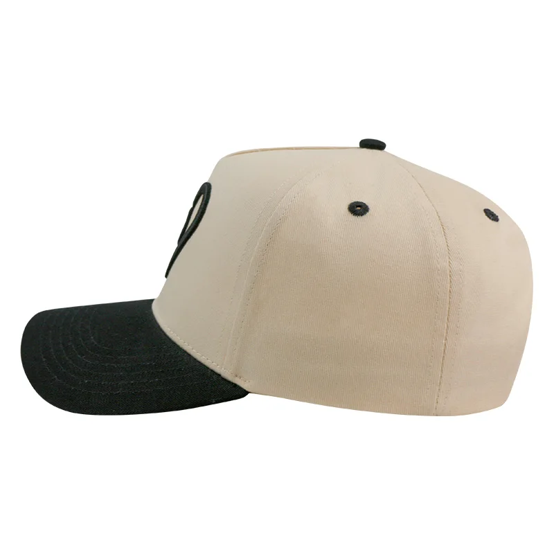 HBA54  Unisex Adjustable Custom Cotton 2 Tone Color 5 Panel K A Frame Custom 3D Embroidery Logo Baseball Caps Hat