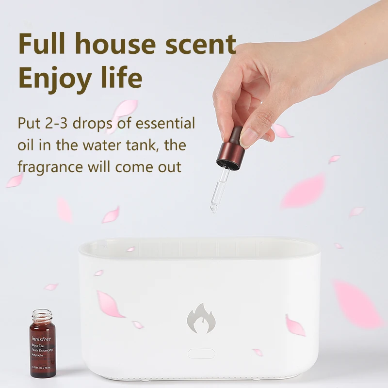 New Trend Desktop Air Humidifier 300ml Smooth Mist Essential Oil Aroma Diffuser Flame Humidifier