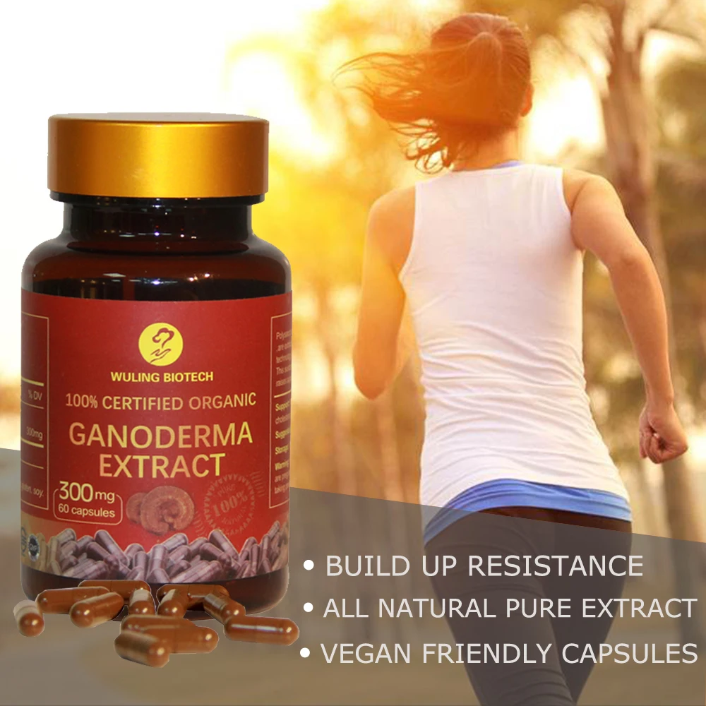 2020 Новое поступление, продукт для ухода за здоровьем, органический экстракт Ganoderma Lucidum, порошок Красного Рейши в капсулах, иммунный и против усталости, горький
