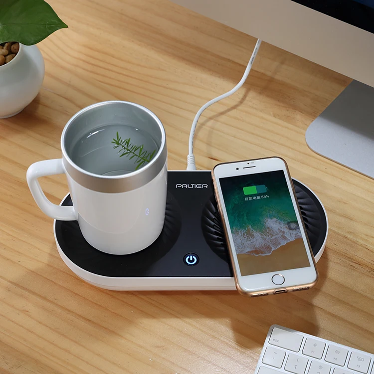 Electric desktop beverage drink coffee heater cup warmer pad with Wireless charger