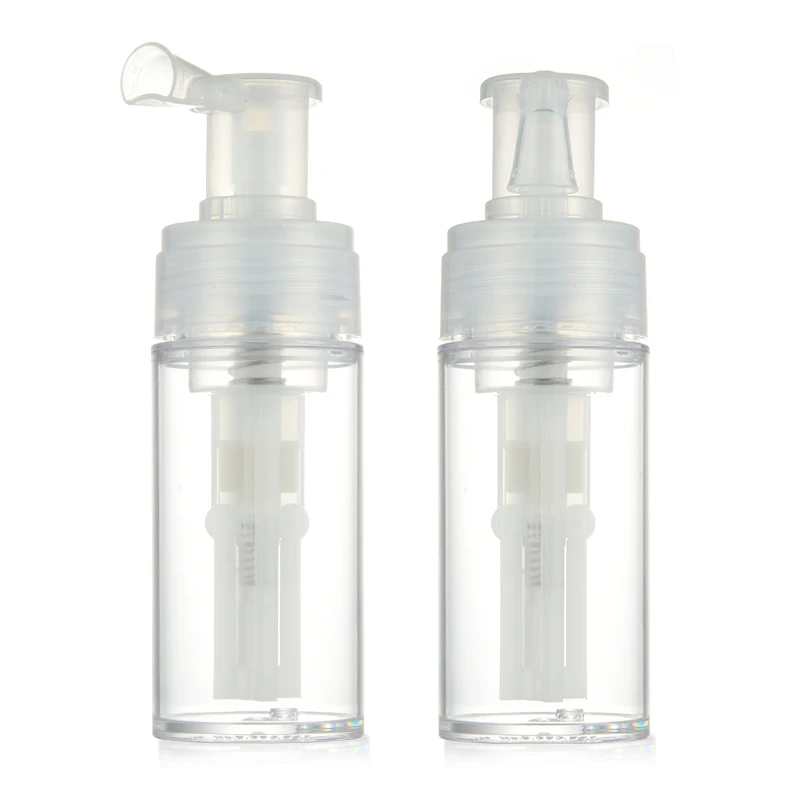factory wholesale PET 14ml 18ml 25ml plastic cosmetic travel size clear spray baby talcum powder bottle  dry powder spray bottle
