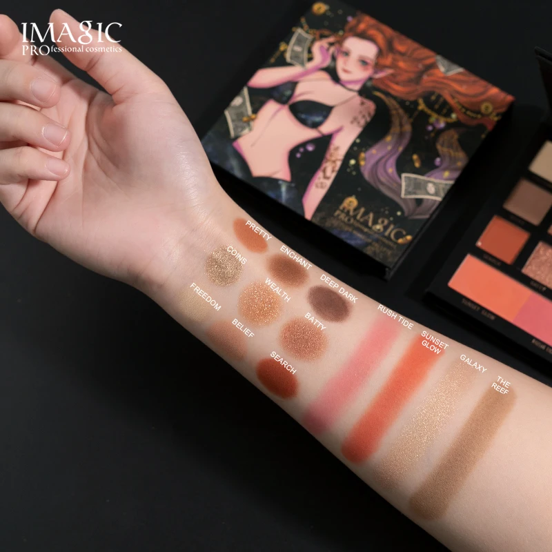 IMAGIC Popular 13 Color Eyeshadow Palette Private Label High Pigmented Fashionable Shades Custom Eyeshadow Palette