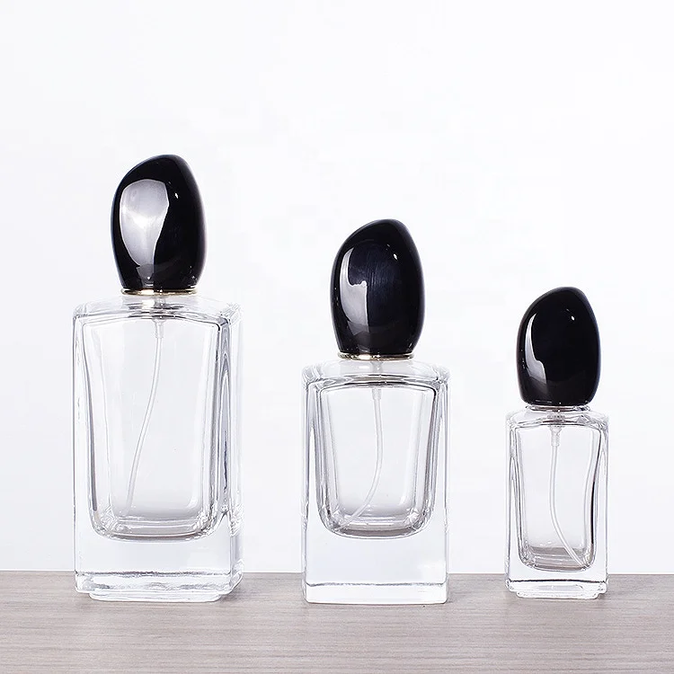New design perfume bottle 30ml 50ml 100ml luxury empty transparent thickened square sprayer perfume glass bottle