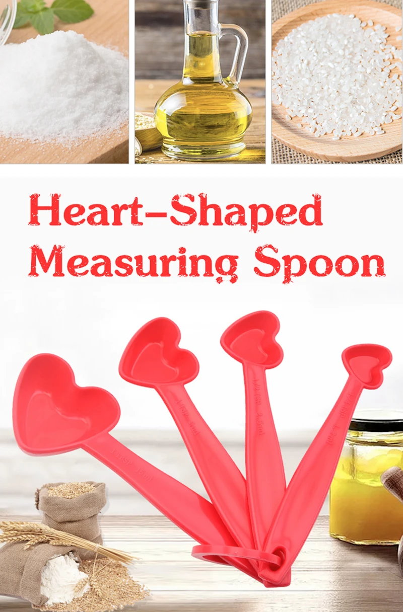 MS-5736 4pc Set Plastic Heart Shaped Measuring Spoons