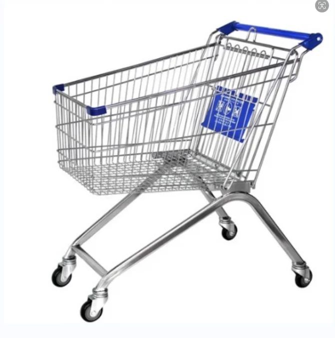 Classical Metallic Four Wheels Supermarket Shopping Cart Trolley