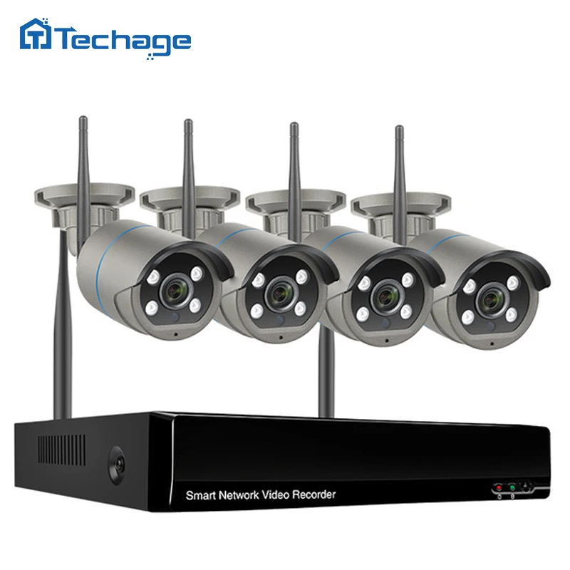 Наружная Wi-Fi IP-камера Techage Двусторонняя аудио система видеонаблюдения 8 каналов 3 Мп комплект