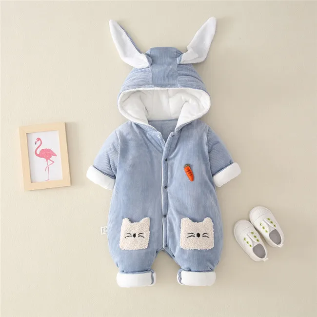 
SE6322 Boutique Custom Hooded Long Sleeve girl Toddler Clothes Boys Warm Wear Baby Rompers Winter 