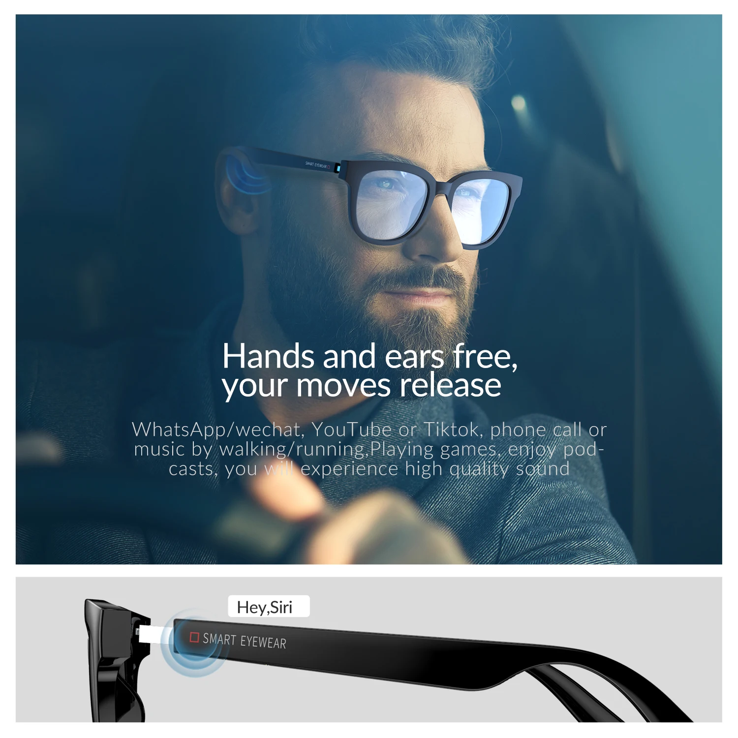 transparent lens smart glasses to music and making phone calls branded high quality eyeglasses eyeglass packaging sunglasses