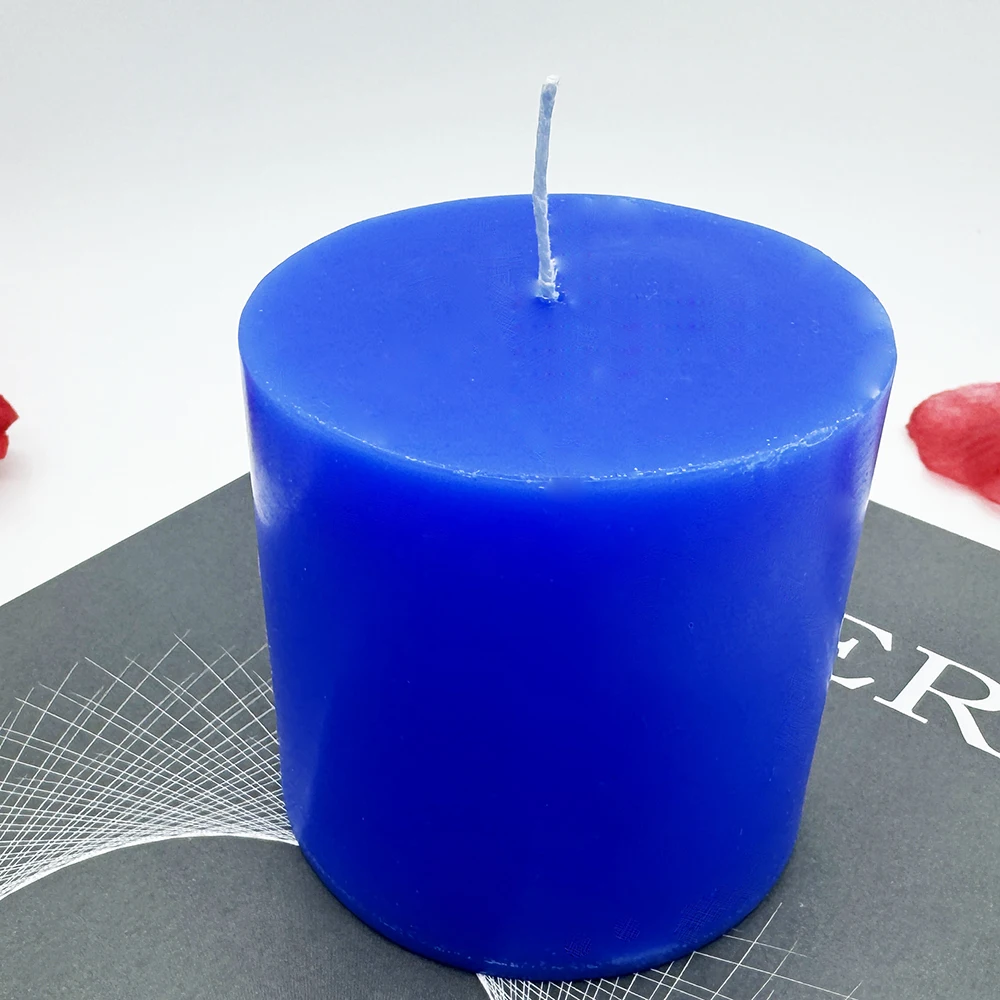 Christmas Home decoration paraffin wax white blue green round pillar candles soy wax candle