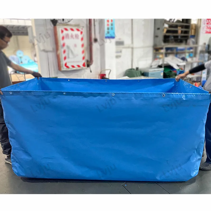 LVJU Aquaculture Tank Use Outdoor Fish Pond Liner 2000 liters 2x2x1m 500 gallons, 6.6x3.3x3.3 ft PVC Blue Pond Liner