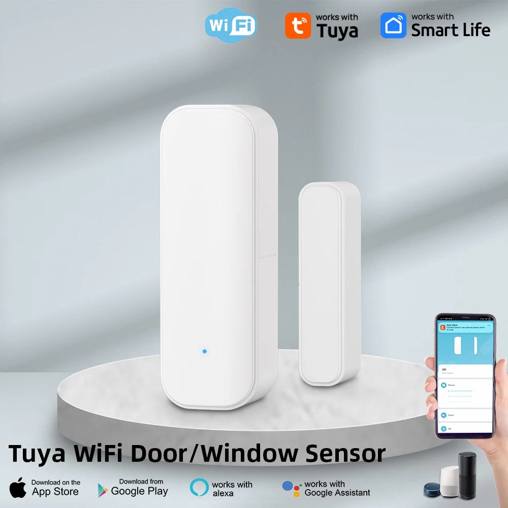 Long Battery Lifetime Tuya WIFI Door Sensor Alarm Smart Door Magnetic Sensor with Low Power Alert