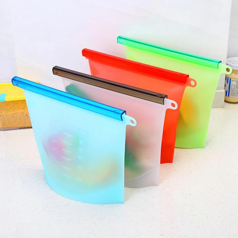 1500mL Airtight Seal Coffee Pouch Reusable Freezer Zip lock Silicone Food Storage Bags Water Proof Sandwiches Bag