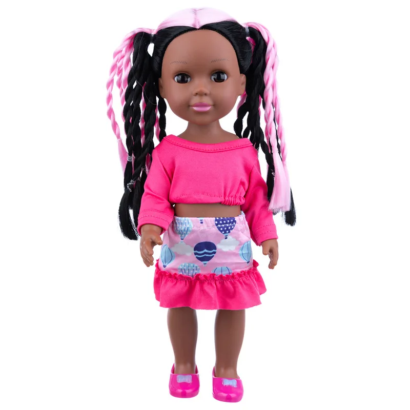 14 inch colorful skirt braided hair vinyl doll