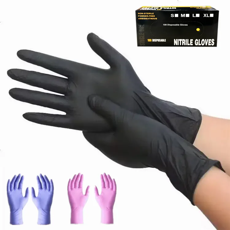 Cheap Waterproof Tattoo Powder Free Tattoo Beauty Salon Making Up Latex Free Black Pure Nitrile Gloves