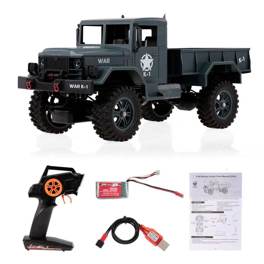 Wltoys 124302 1/12 Rc Car 2.4Ghz Electric Four-Wheel Drive Military Truck Full Scale Military Off-Road Rc Car Toys