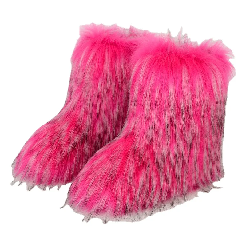 wholesale fake raccoon fur botas mujer for women 2024 ladies winter faux fur boots