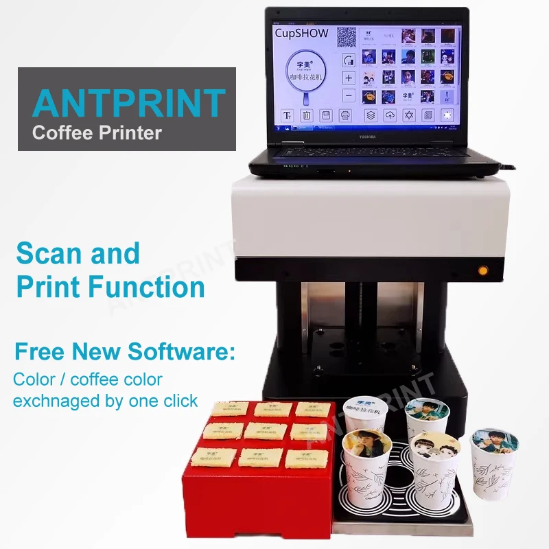Anprint 3d 4 cup coffee printer cost 240v coffee printer with edible ink cmyk and brown color