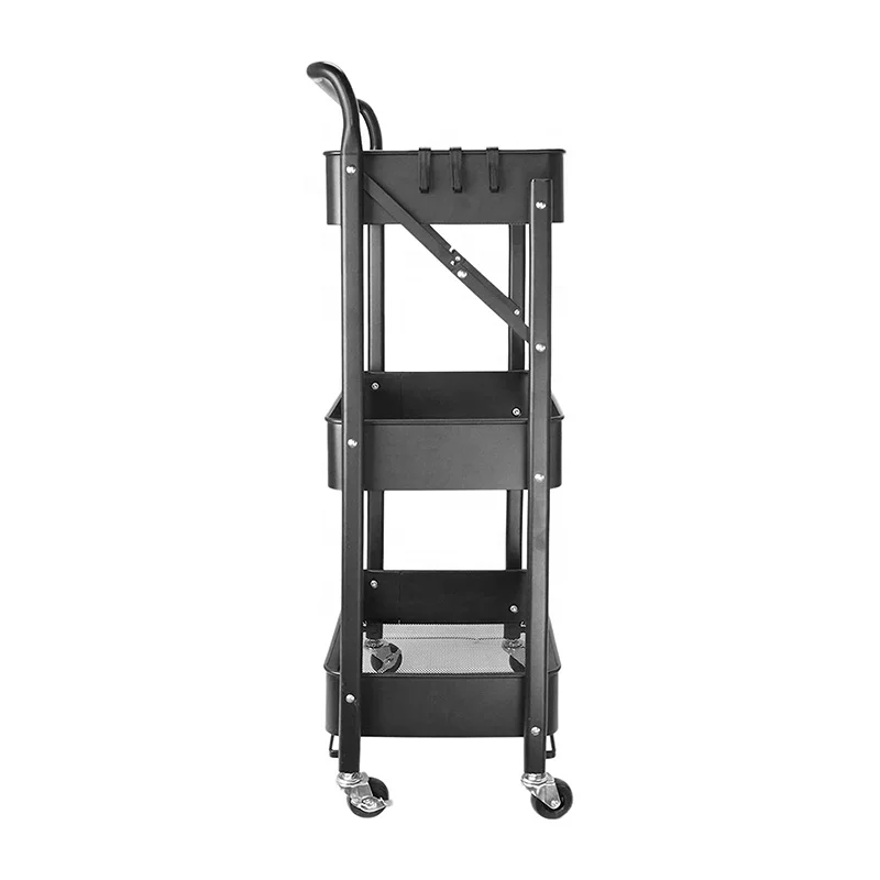 3 Tiers Movable Home Kitchen Organizer Rolling Tool Storage Racking Trolley Utility Carts