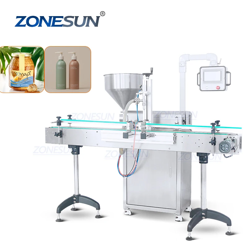ZONESUN Single Head Automatic Chili Sauce Ketchup Honey Beauty Cream Bottles Quantitative Rotor Pump Paste Filling Machine