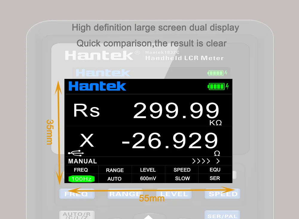 Hantek Digital Handheld Lcr Meter 1833c Portable Digital Bridge Lcr Inductance Capacitance Resistance Tester 100khz