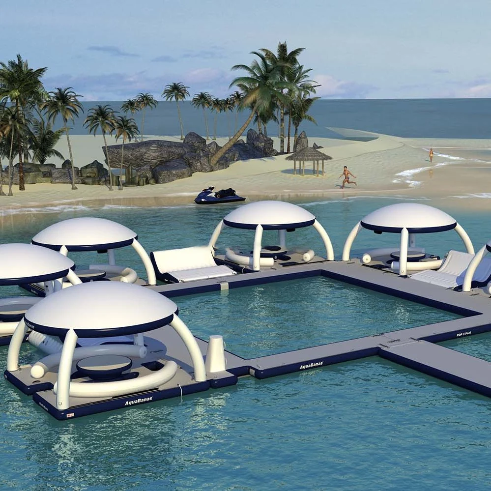 Надувной плавучий остров-плот с платформой надувной круглый бассейн поплавки