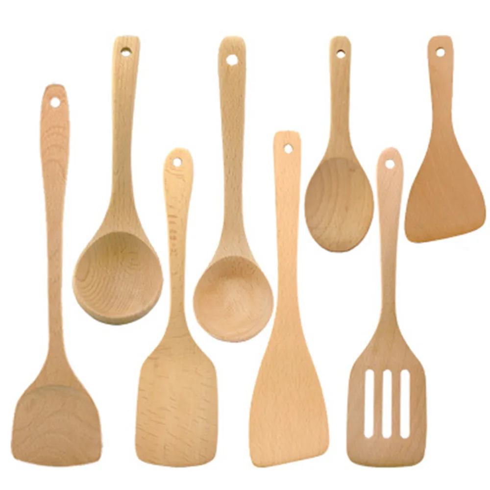 Hot-sale Natural Wooden Spoons Kitchen Utensils No Paint Wooden Soup Ladle/Rice spoon/Spatula for Cooking