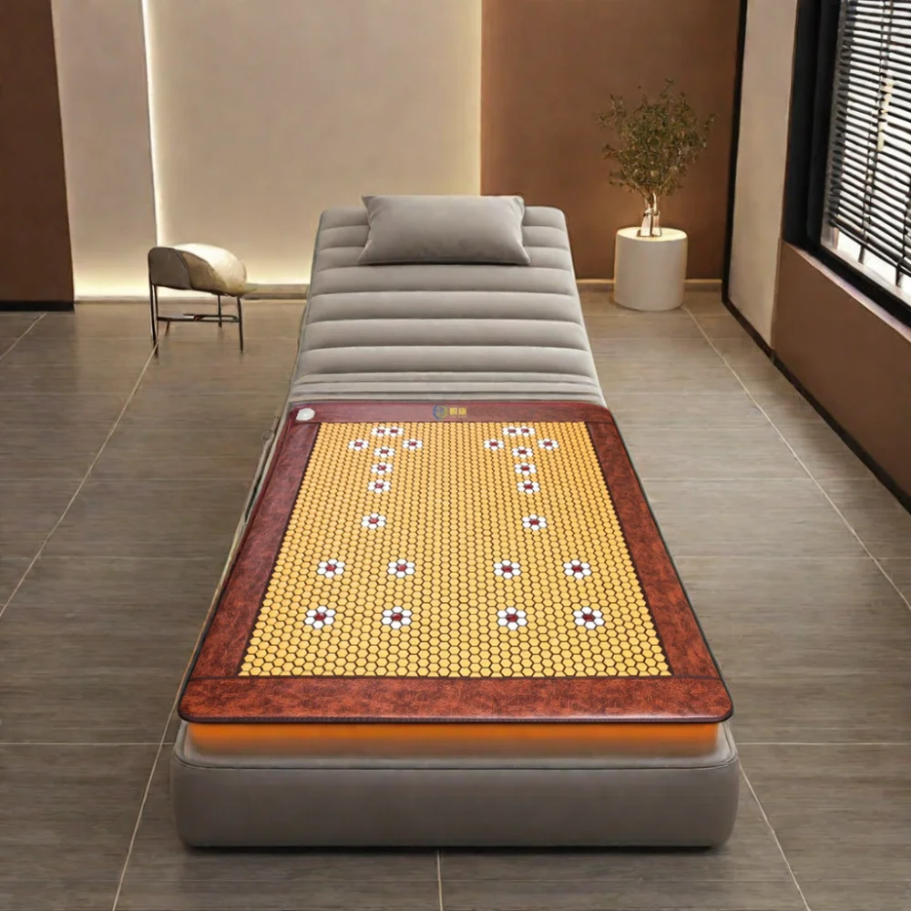 Health Stone Massage Therapy Product China Jade Heating Mattress Korea Infrared Tourmaline Acupuncture PEMF Mat for Bed