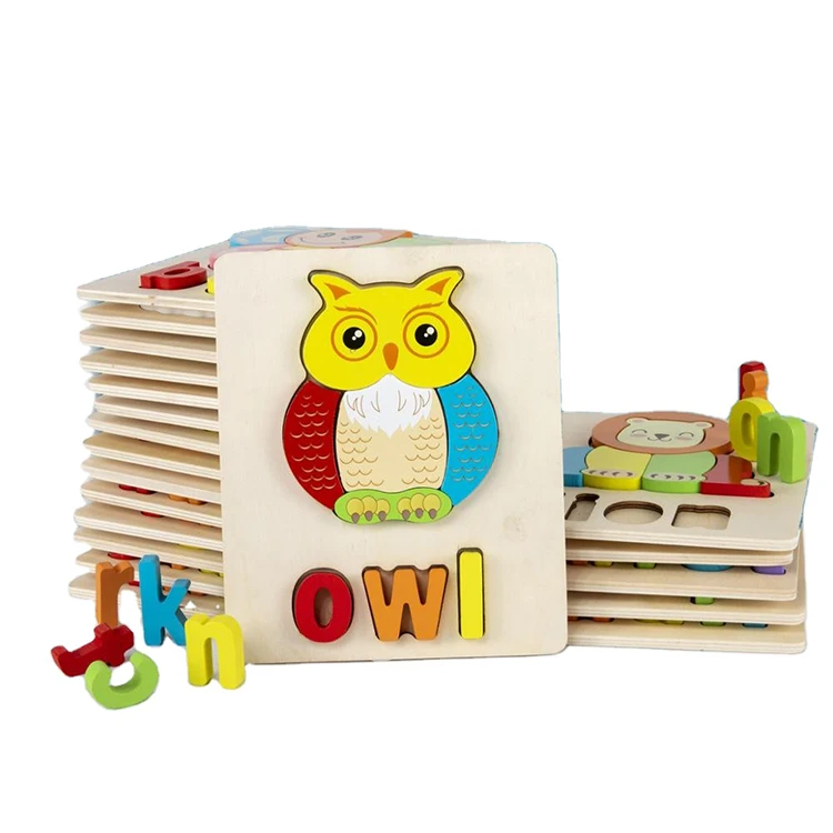 
Hot Sell Montessori Toddler Alphabet Learning Educational 3d Wood Puzzle Toy 
