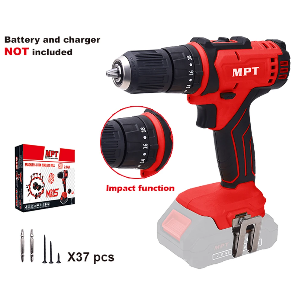 MPT Electric 21V Li-ion 40Nm Dual Speed Professional Cordless Impact Drill Power Tools