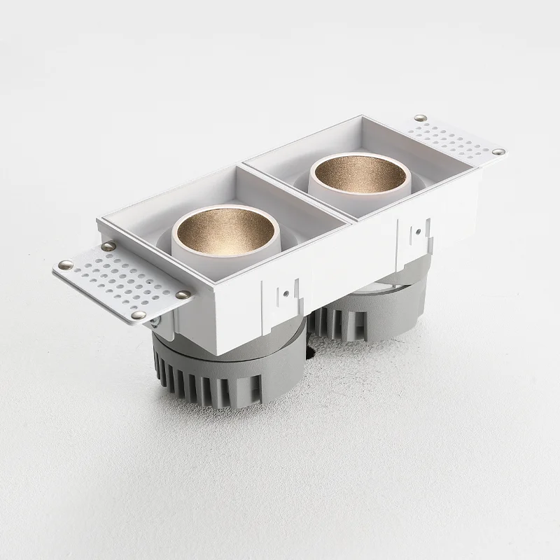 Frameless LED Spotlight Double Head 2*10W LED Recessed Adjustable Downlight Spotlight Ceiling Mounted Light