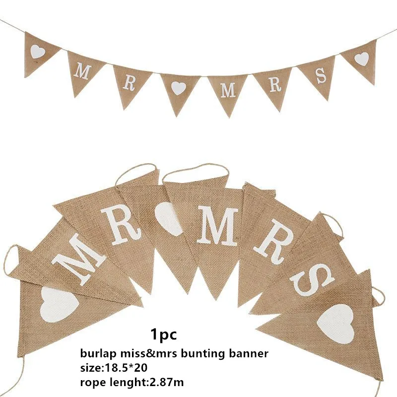Just Married Banner Wedding Decorations Bunting Photo Booth Props Signs Garland Bridal Shower Wedding Decoration