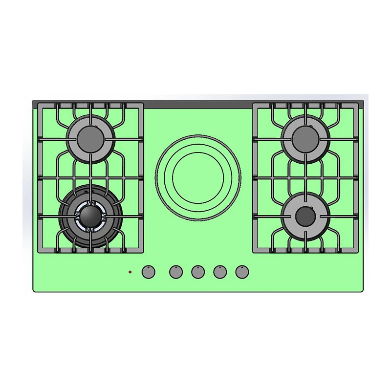 Home Kitchen Appliance 5 Burners Ceramic Glass Panel Electric-Gas Hob With 1 Electric + 3 Gas Burners Combined Stove