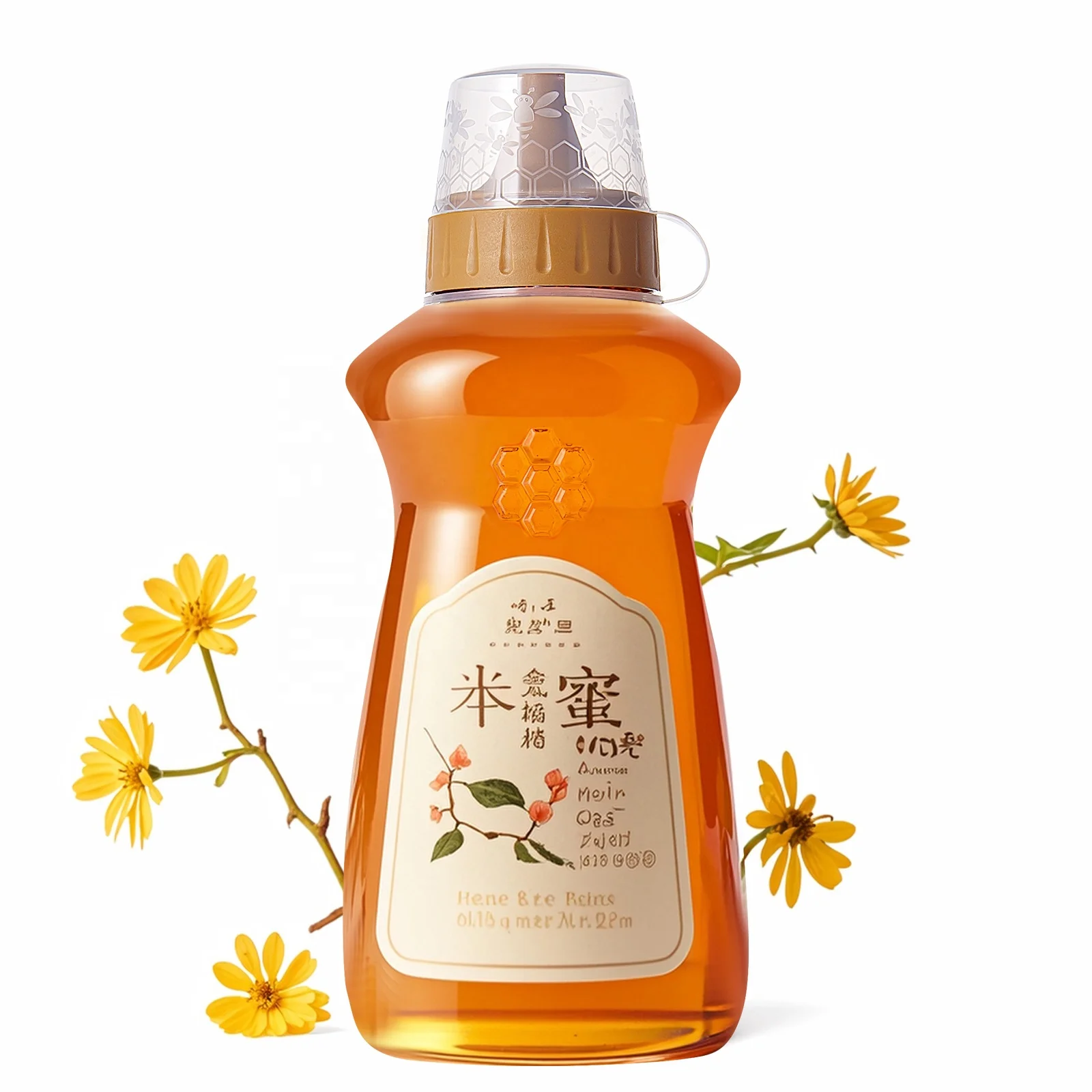 Factory wholesale 500g 800g 1000g PET empty honey container jars  honey packaging plastic bottle with tip cap