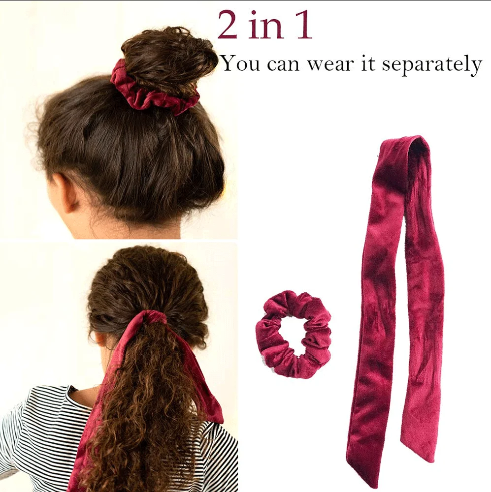 Wholesale Elastic Hair bands Velvet Hair Scrunchies ribbon scrunchy for ponytail holder hair accessories women accessories