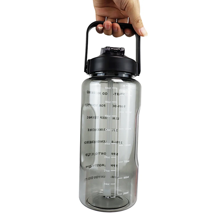 New Hot sale 2024 BPA Free Travel Glass Straw PP Plastic Leak Proof Motivational Water Bottle With Custom Logo